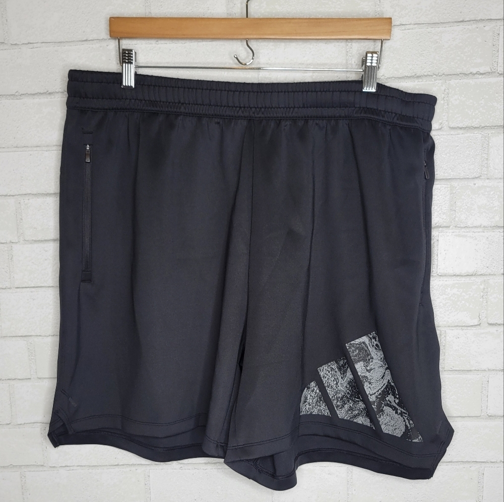 Adidas Mens Black White Logo Aeroready Training Shorts